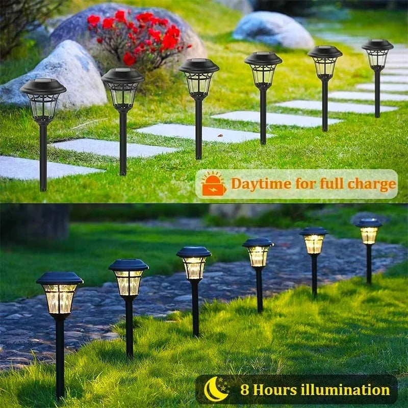 Waterproof Solar Ground Stake Lights for Garden Walkway and Outdoor Decor, Set of 4