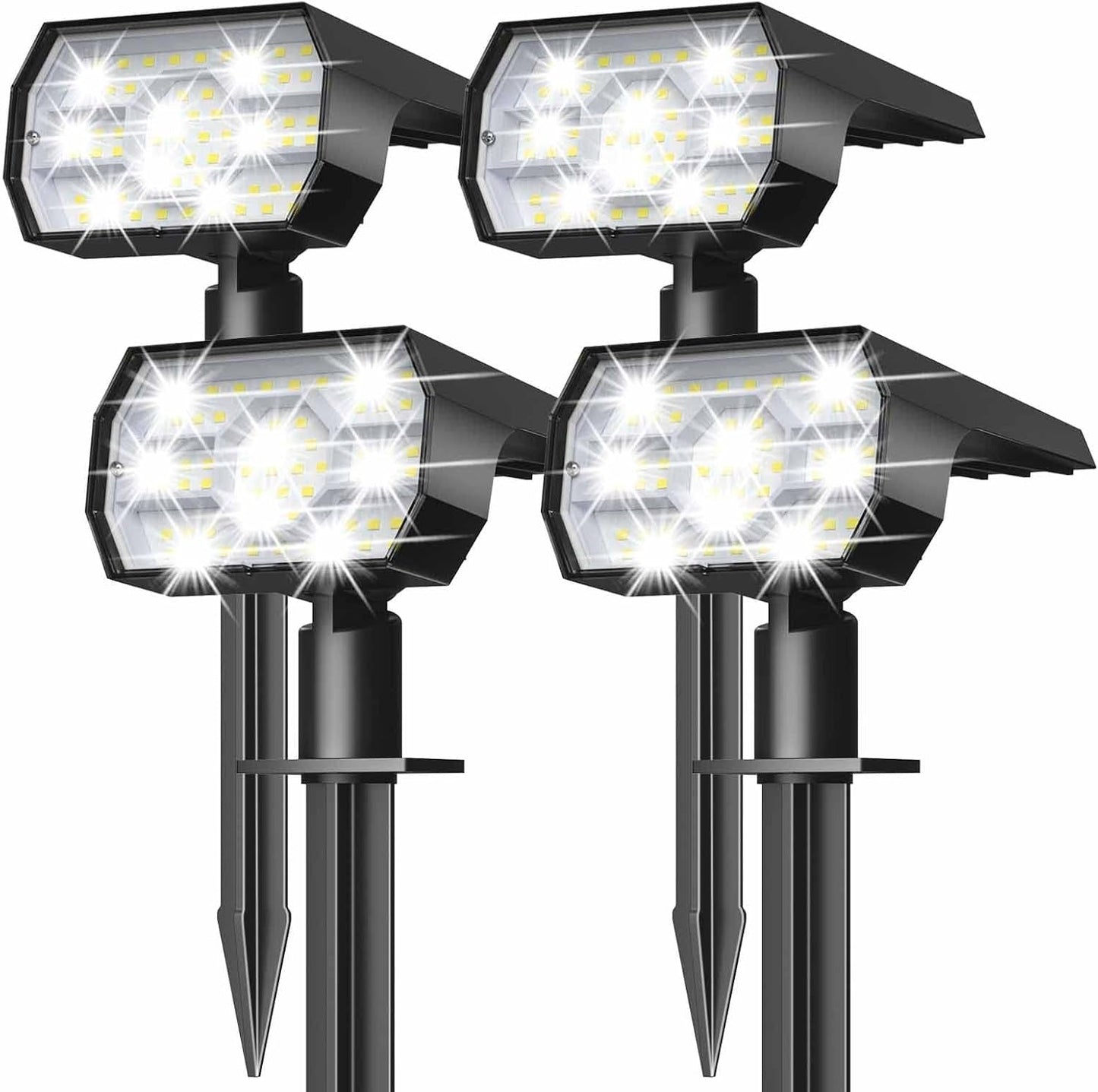 Solar Outdoor Waterproof Spotlights, 56 LED IP68 Landscape Lighting, 3 Modes Warm White Solar Garden Lights, 4 Pack Set