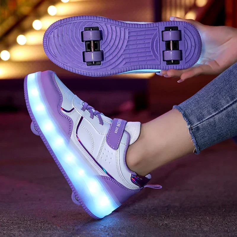 "Orthopedische LED rolsneakers met verstelbare wielen en verlichting, kindvriendelijke duurzame design voor comfort en plezie