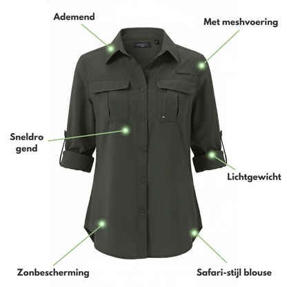 Dames Outdoor Wandelshirt – Ademend – Sneldrogend