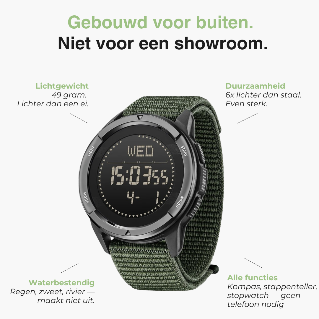 Outdoor Digitaal Heren Horloge - Carbon Fiber - Waterbestendig