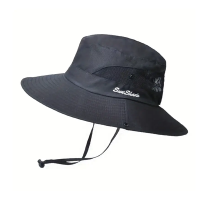 Dames Brede Rand Zonnehoed - UV Bescherming - Paardenstaart Gat