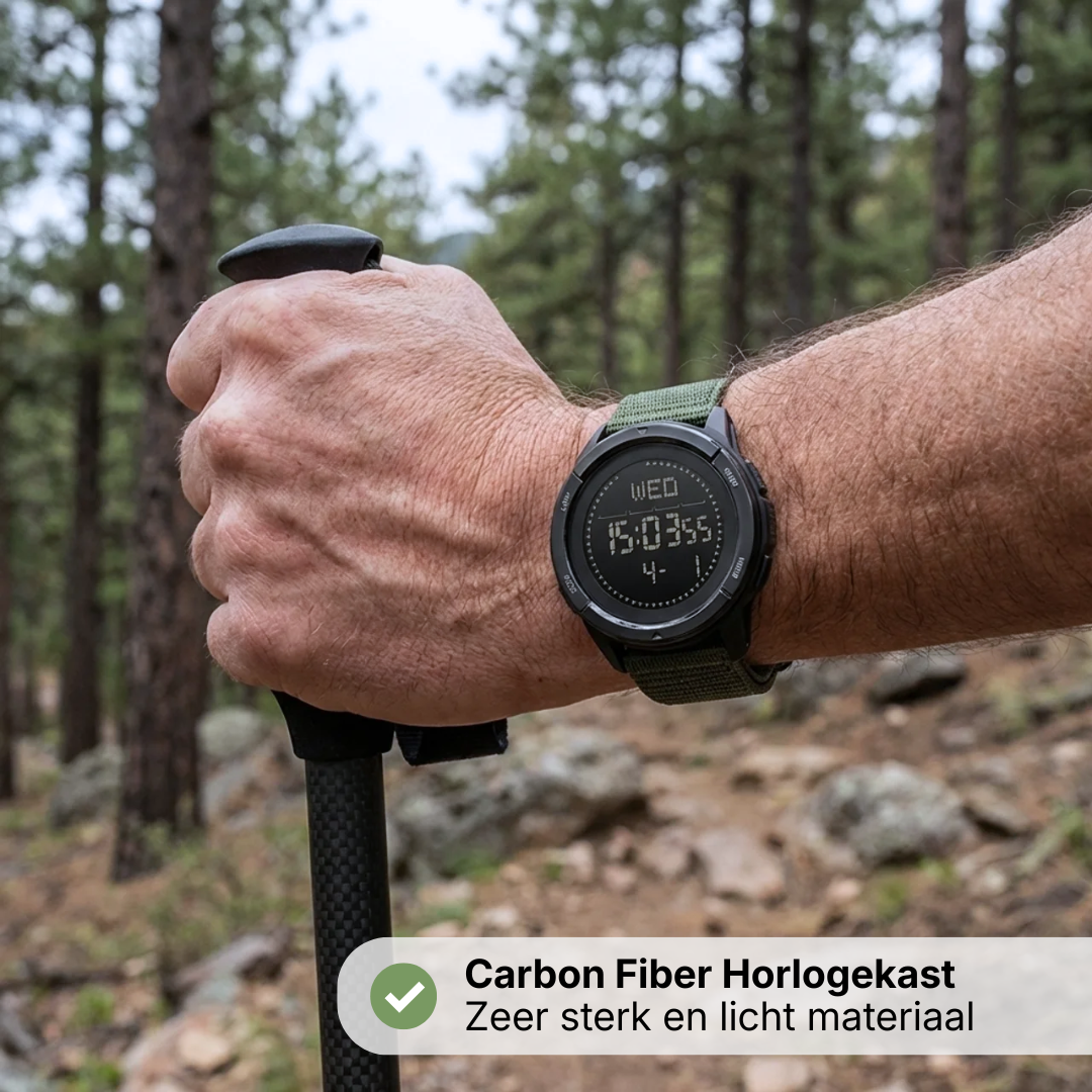 Outdoor Digitaal Heren Horloge - Carbon Fiber - Waterbestendig