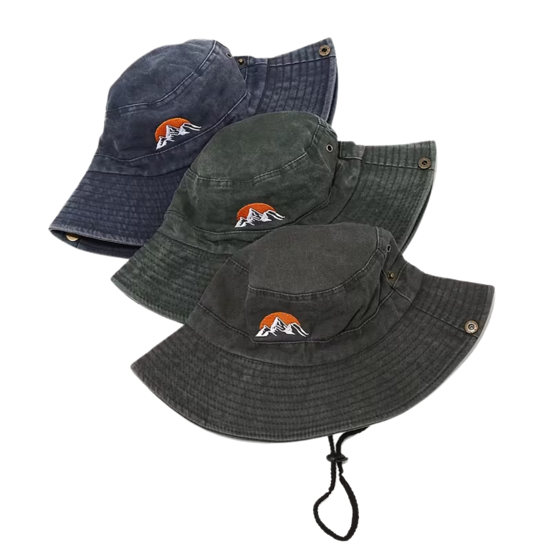 Outdoor Bucket Hat - Gewassen Katoen Brede Rand - Kinlint Zonnehoed