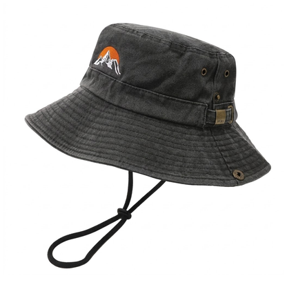 Outdoor Bucket Hat - Gewassen Katoen Brede Rand - Kinlint Zonnehoed