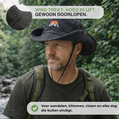 Outdoor Bucket Hat - Gewassen Katoen Brede Rand - Kinlint Zonnehoed