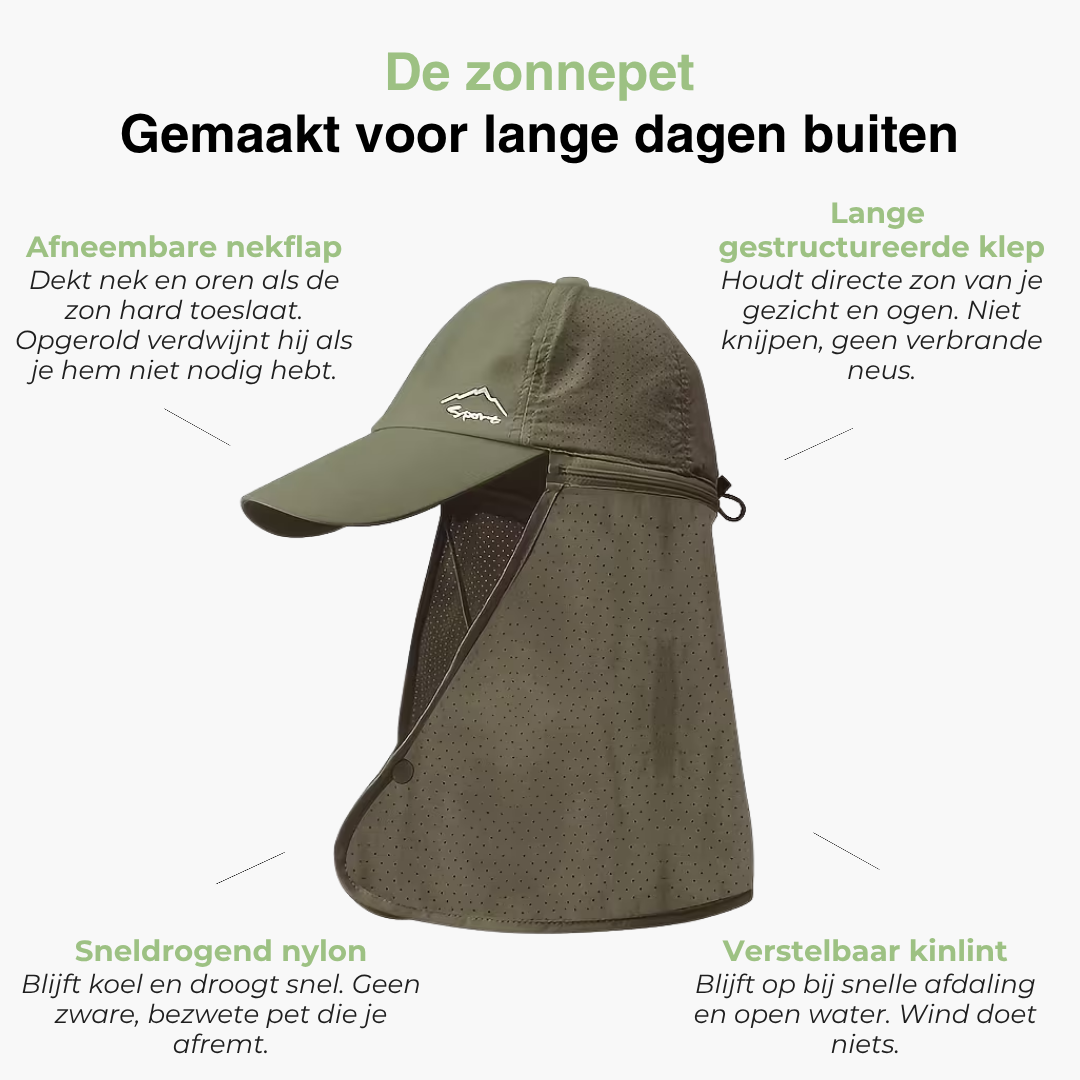 Visserspet met Nekflap - UV Zonbescherming - Sneldrogend