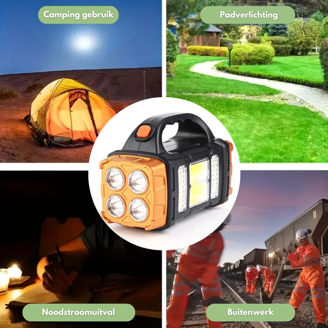 4-in-1 Nood Zaklamp - Powerbank - OutdoorHavenNL
