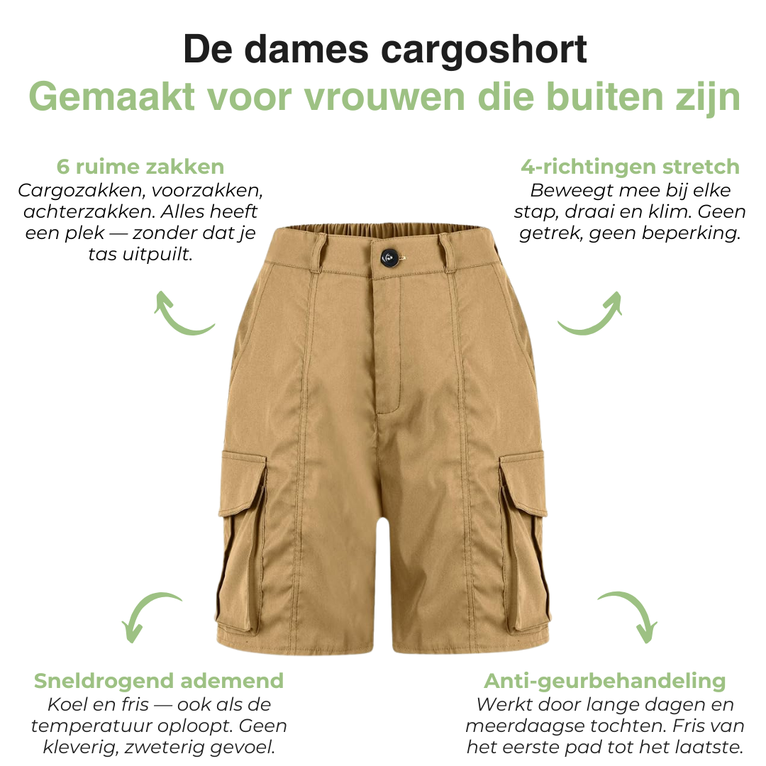 Dames Wandelshort - Multi-Pocket Cargo - Sneldrogend