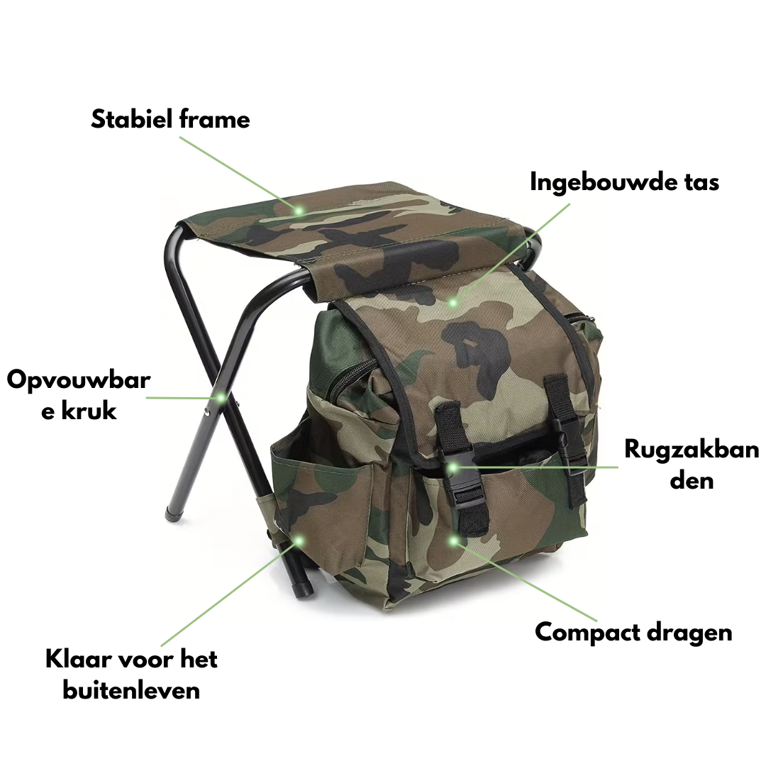 Campingkruk met tas – Rugzakstoel – Draagbaar