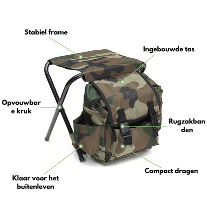 Campingkruk met tas – Rugzakstoel – Draagbaar