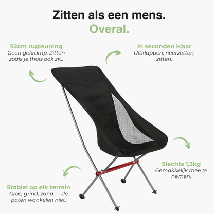Ultralichte Opvouwbare Campingstoel - Hoge Rug Draagbare Buitenstoel