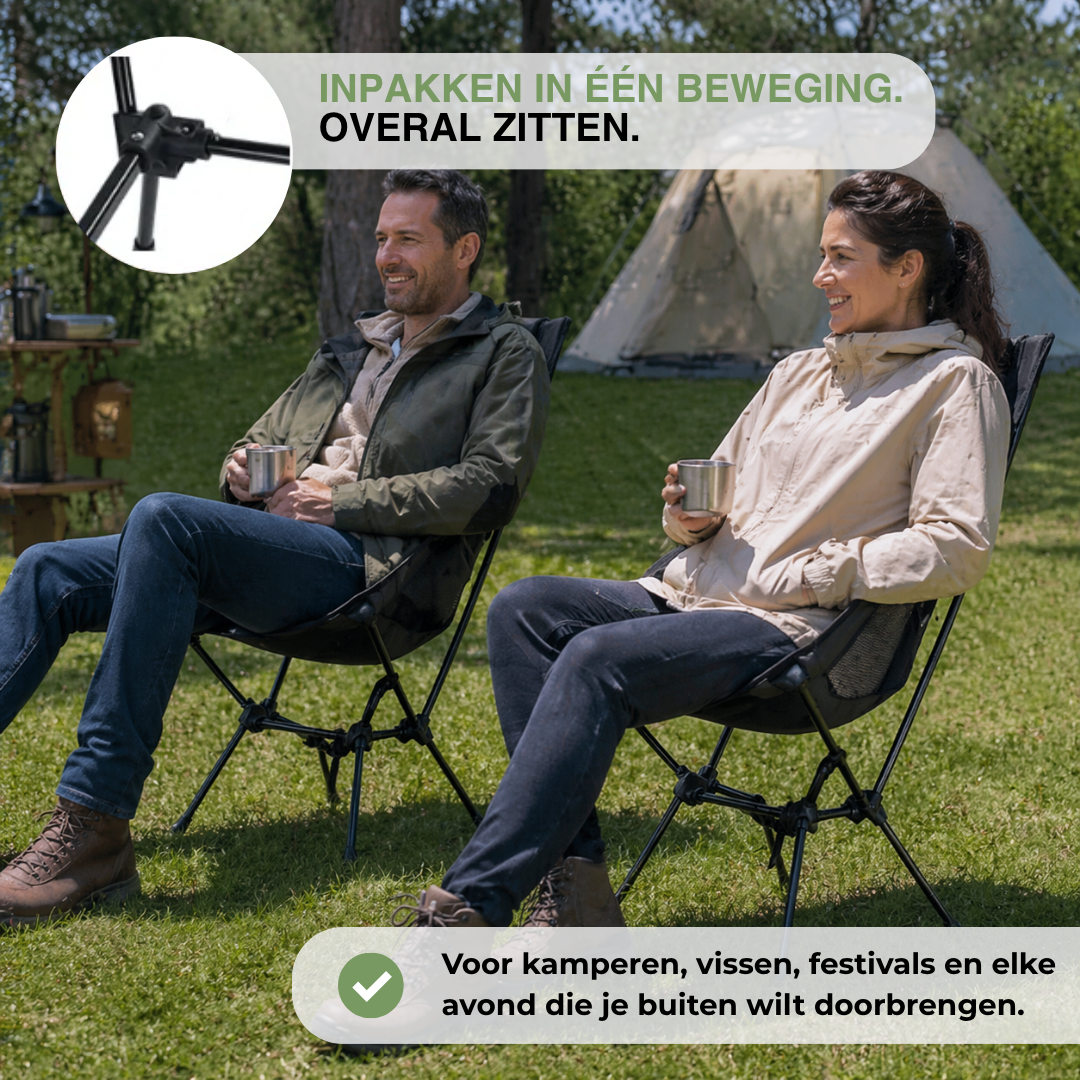 Opvouwbare Campingstoel - Hoge Rug Hoofdsteun - Lichtgewicht