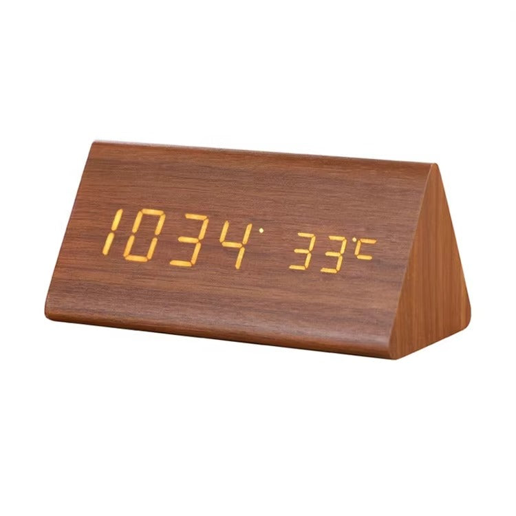 Moderne Digitale Wekker met Houtlook LED Display en Spraakbesturing