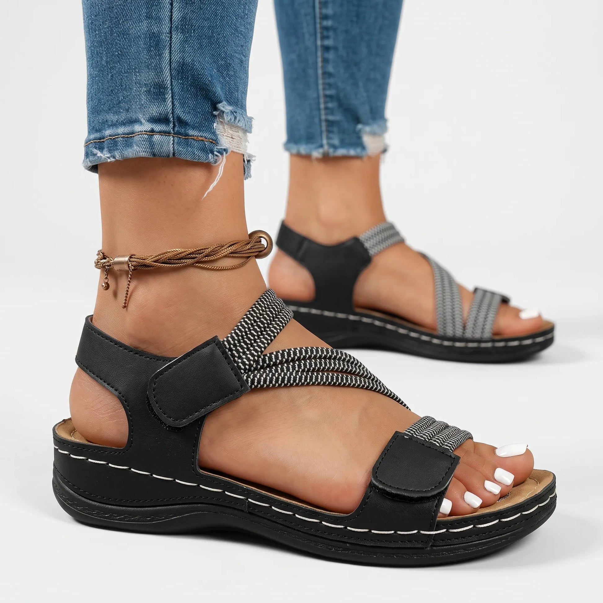 Dames sandalen | Comfortsandalen met gevlochten banden