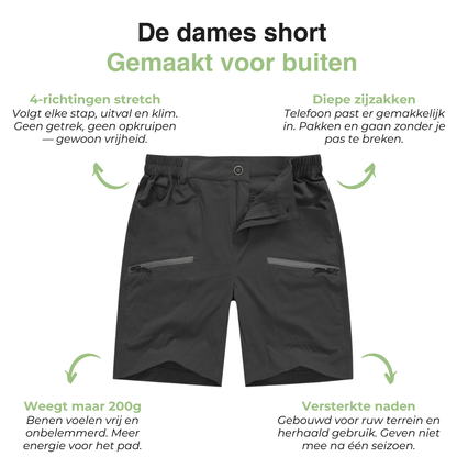 Dames Wandelshort - Rekbare Korte Broek - Ritszakken