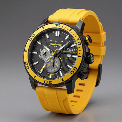 Horloge heren | Chronograaf met siliconen band en datumfunctie