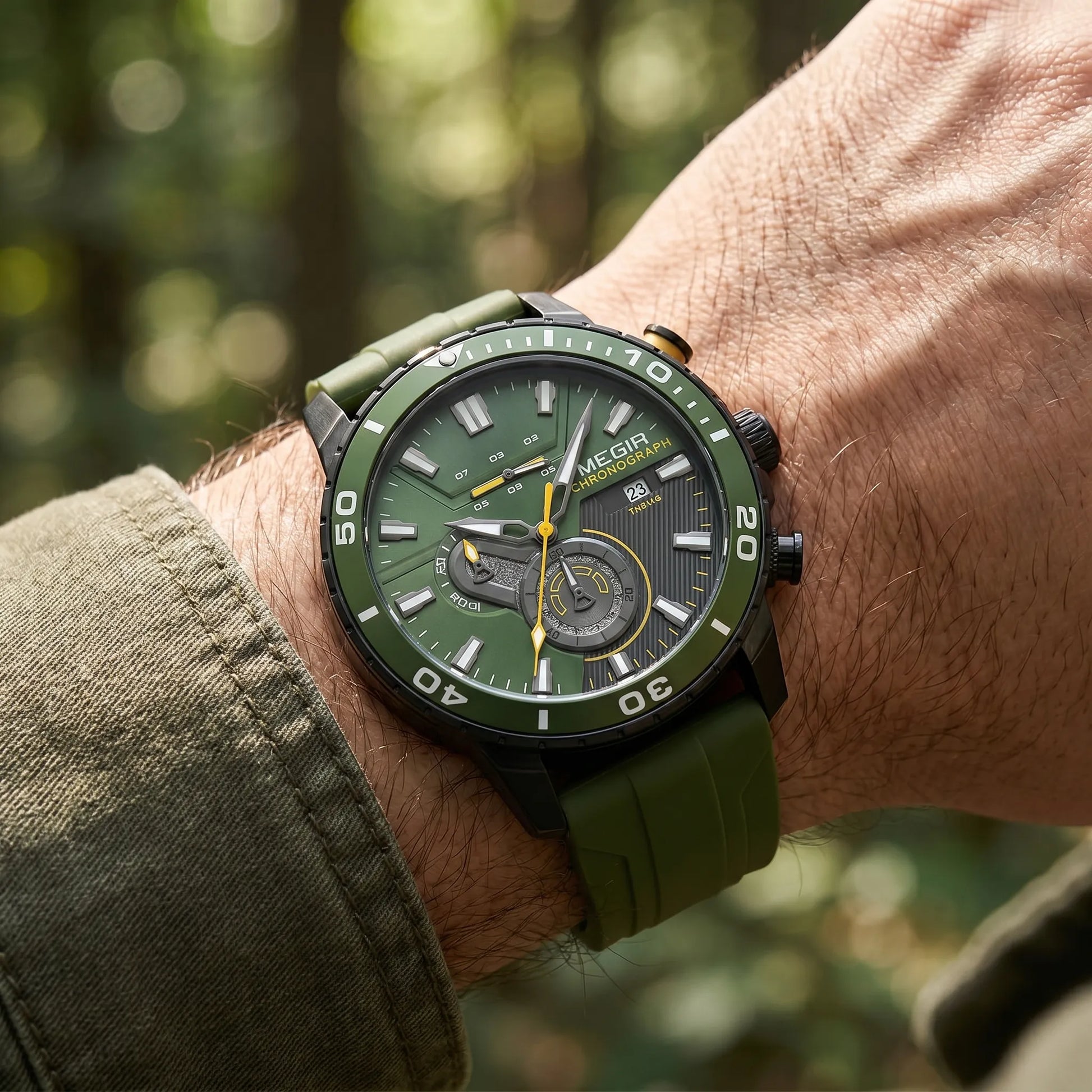 Horloge heren | Chronograaf met siliconen band en datumfunctie