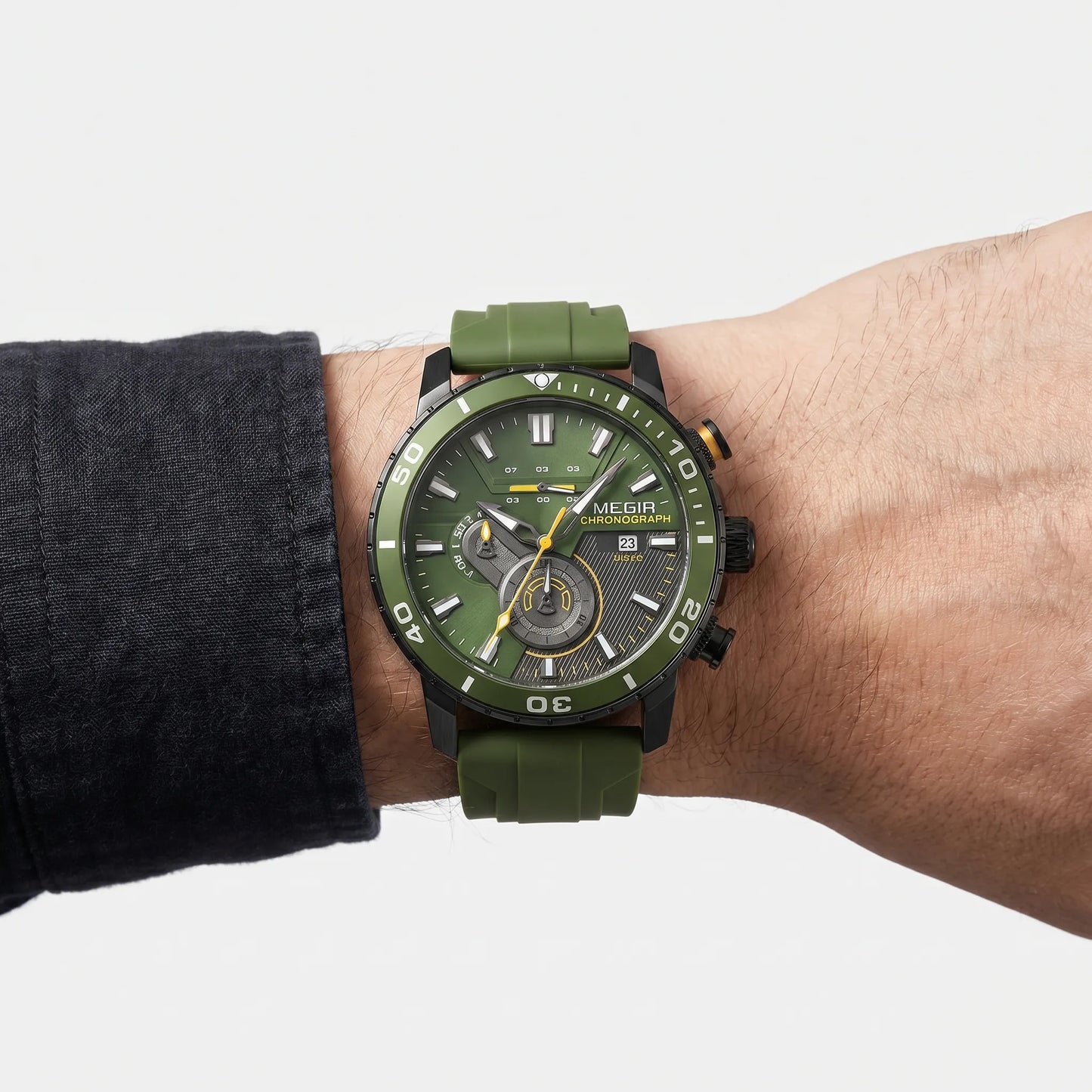 Horloge heren | Chronograaf met siliconen band en datumfunctie