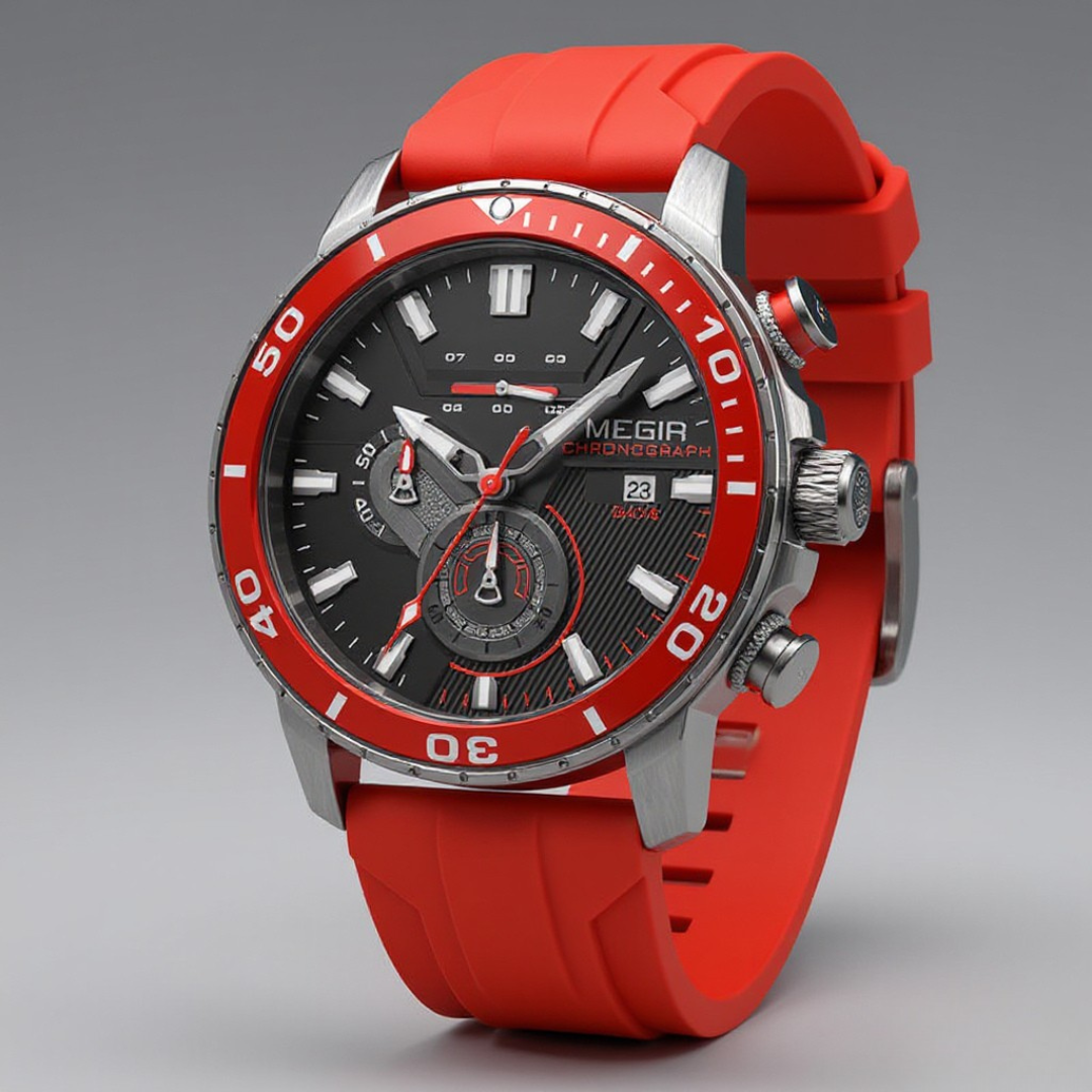 Horloge heren | Chronograaf met siliconen band en datumfunctie