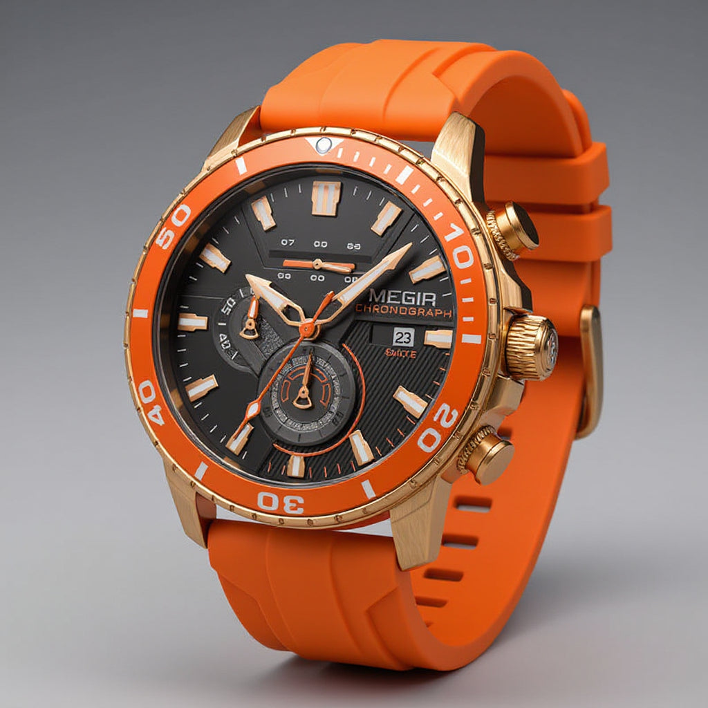 Horloge heren | Chronograaf met siliconen band en datumfunctie