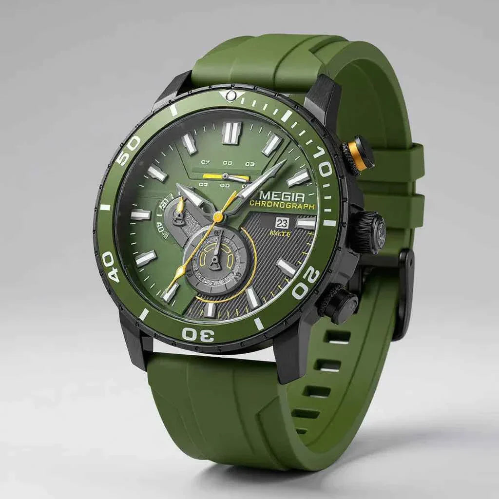 Horloge heren | Sport chronograaf met siliconen band Chronex