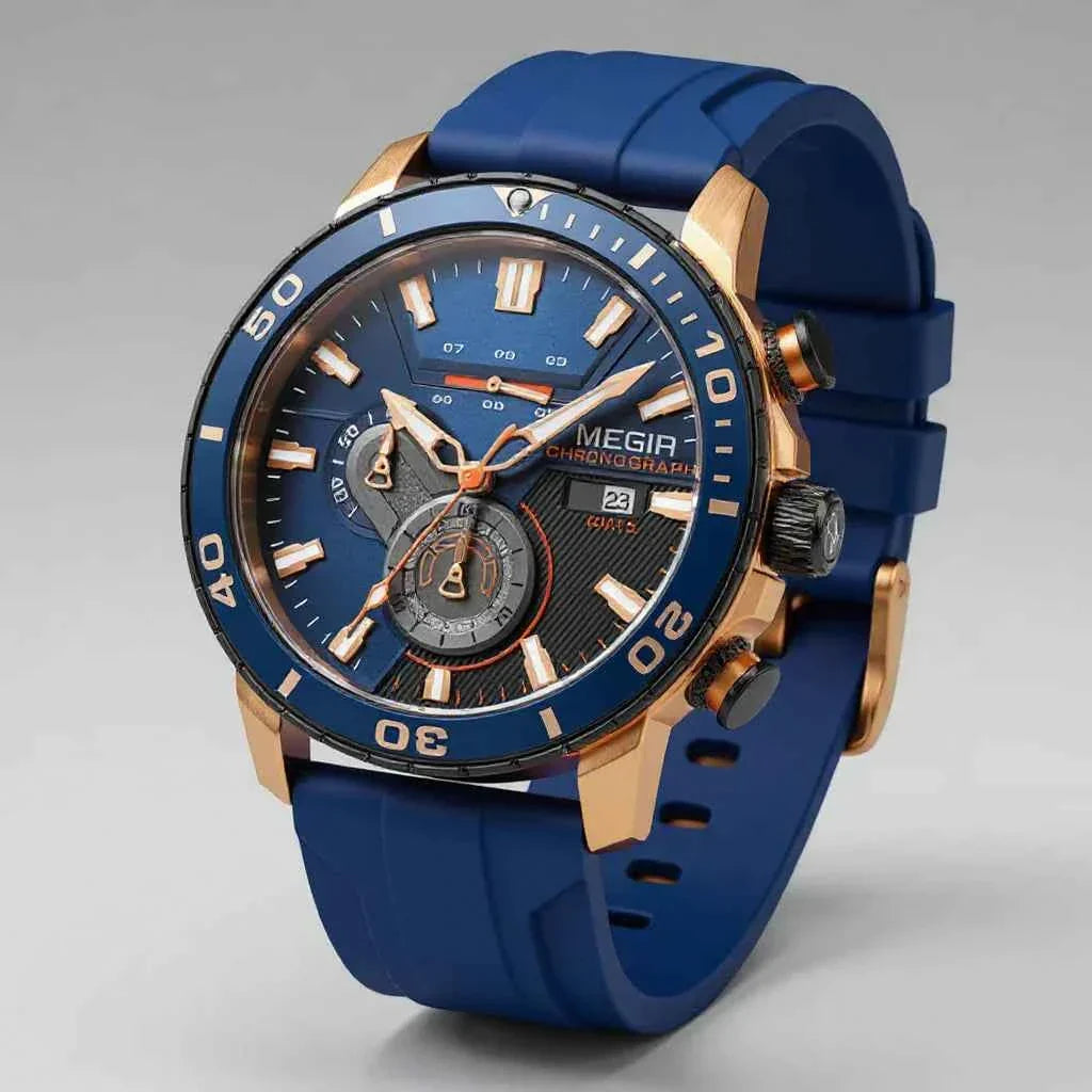 Horloge heren | Sport chronograaf met siliconen band Chronex