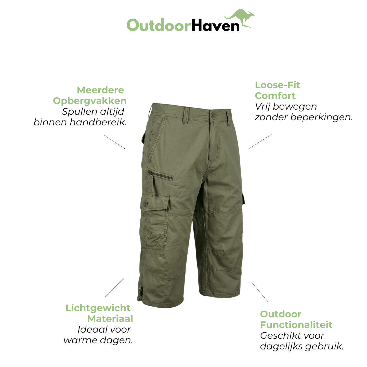 Heren Cargo Shorts met Meerdere Zakken – Loose Fit – Lichtgewicht