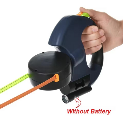 Dual function dog leash with built-in light and waste bag dispenser for added convenience