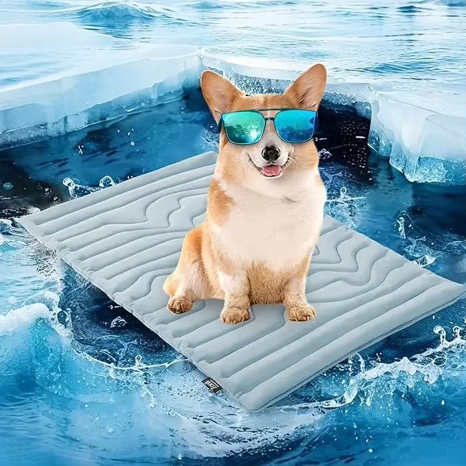 Coolmax pressure-activated cooling mat with gel core and breathable mesh for comfort