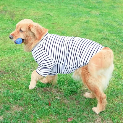 Breathable and comfortable striped pattern cotton dog t-shirt for medium to large dogs