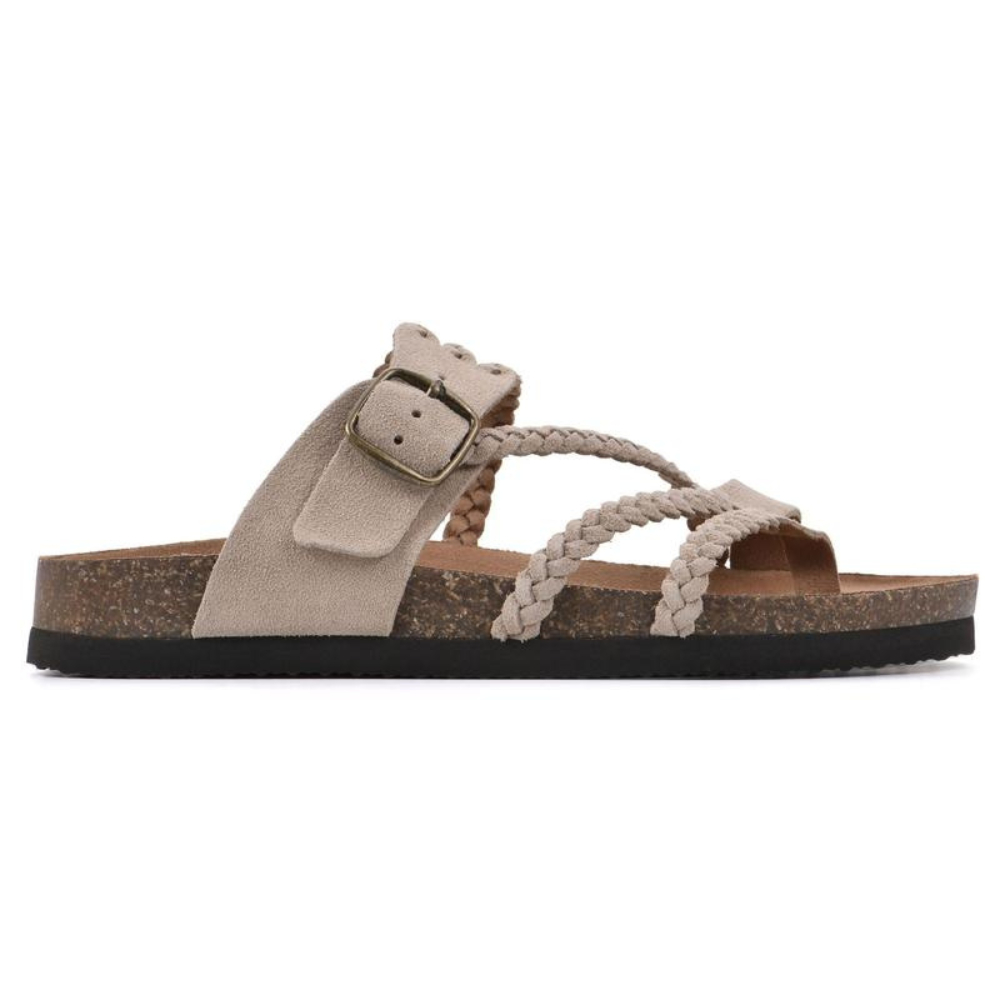 Slippers dames | Gevlochten teenslippers met verstelbare gesp
