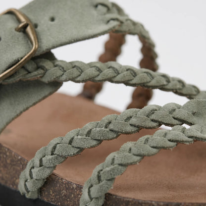 Slippers dames | Gevlochten teenslippers met verstelbare gesp