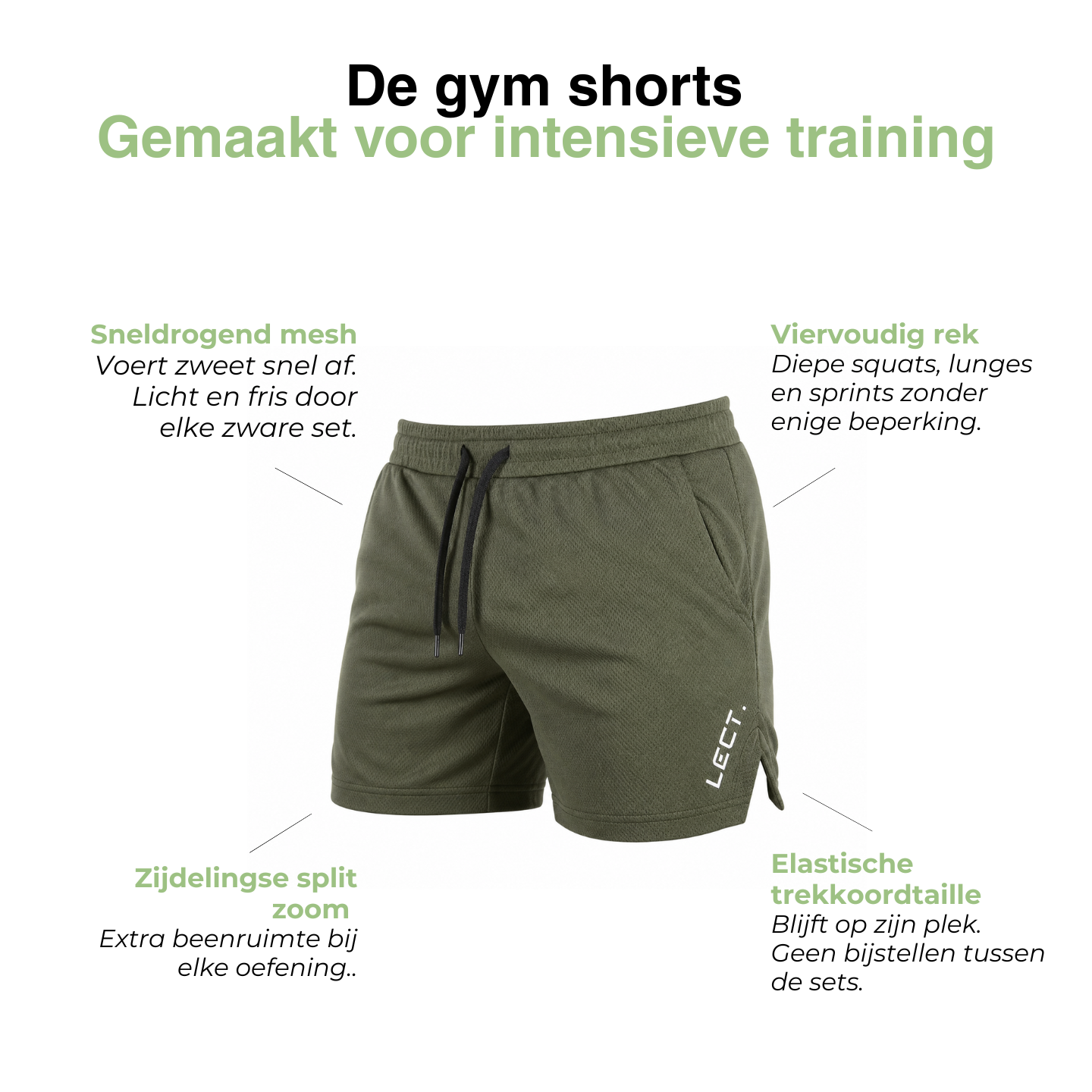 Heren Gymshorts Sneldrogend - Slim Fit Stretch Trainingsshorts - Ademend