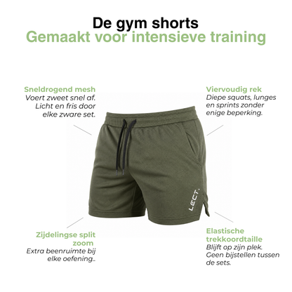 Heren Gymshorts Sneldrogend - Slim Fit Stretch Trainingsshorts - Ademend