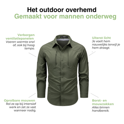 Heren Outdoor Shirt - Ademend Sneldrogend - Lange Mouw Wandelen