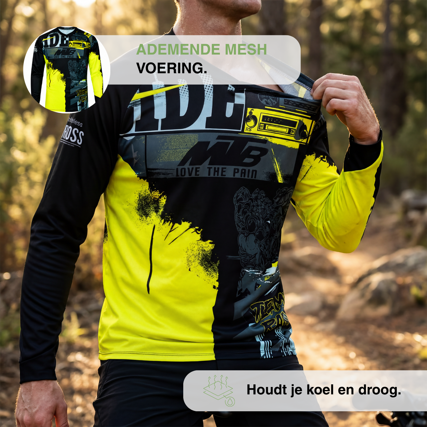 MTB Downhill Jersey Lange Mouw - Ademend Mesh Mountainbike Shirt - Racing