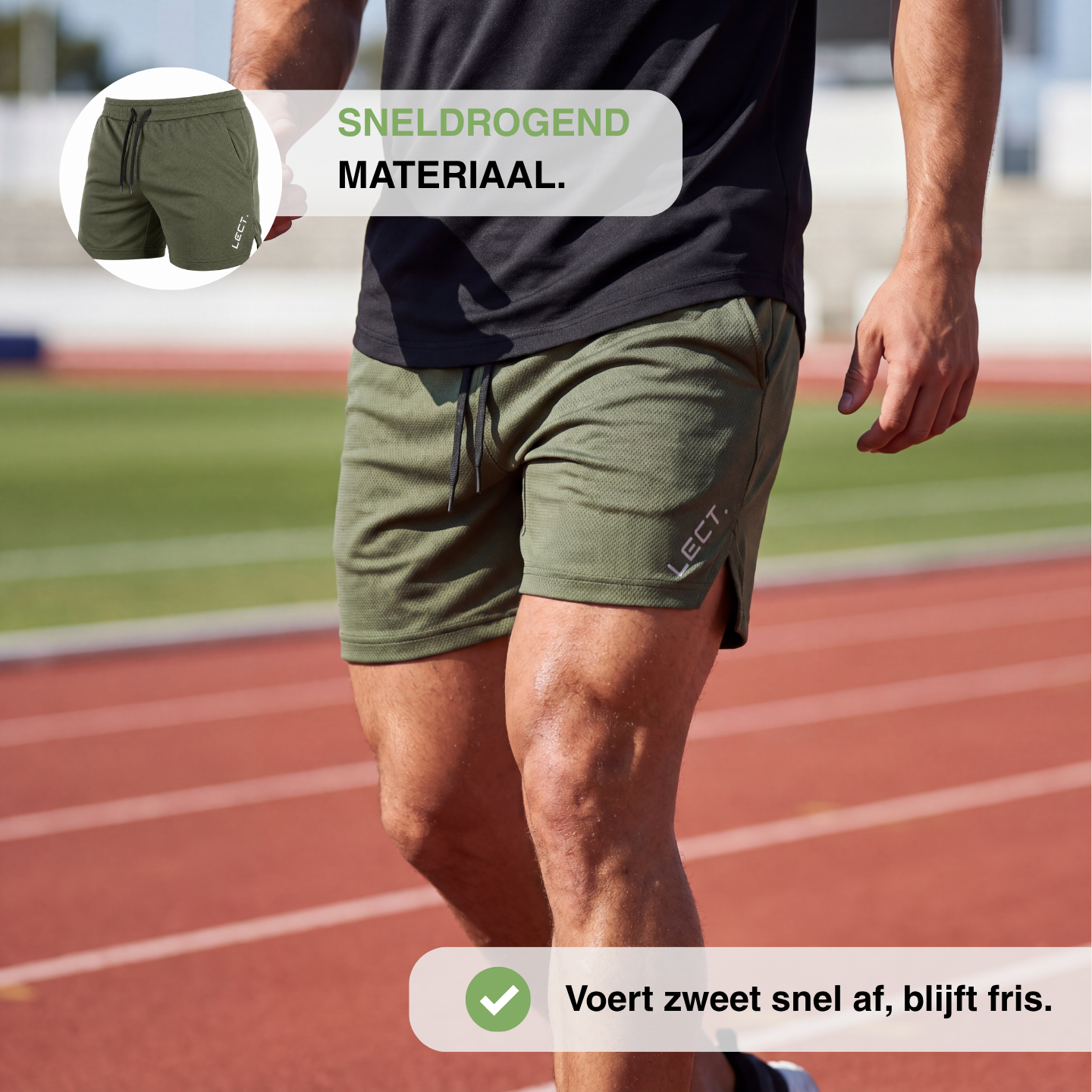 Heren Gymshorts Sneldrogend - Slim Fit Stretch Trainingsshorts - Ademend