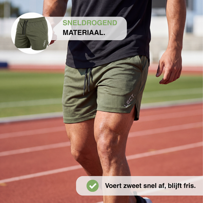 Heren Gymshorts Sneldrogend - Slim Fit Stretch Trainingsshorts - Ademend