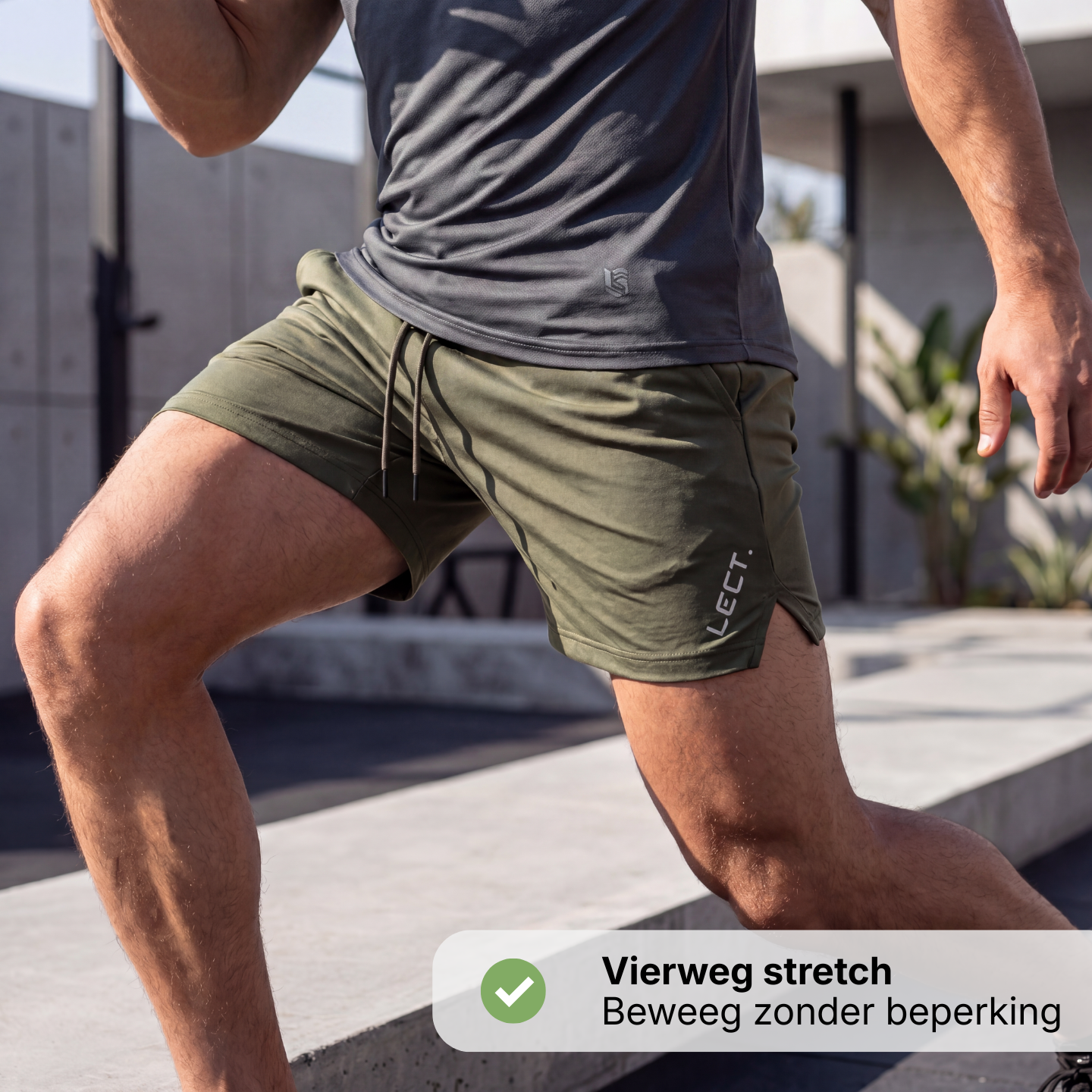 Heren Gymshorts Sneldrogend - Slim Fit Stretch Trainingsshorts - Ademend