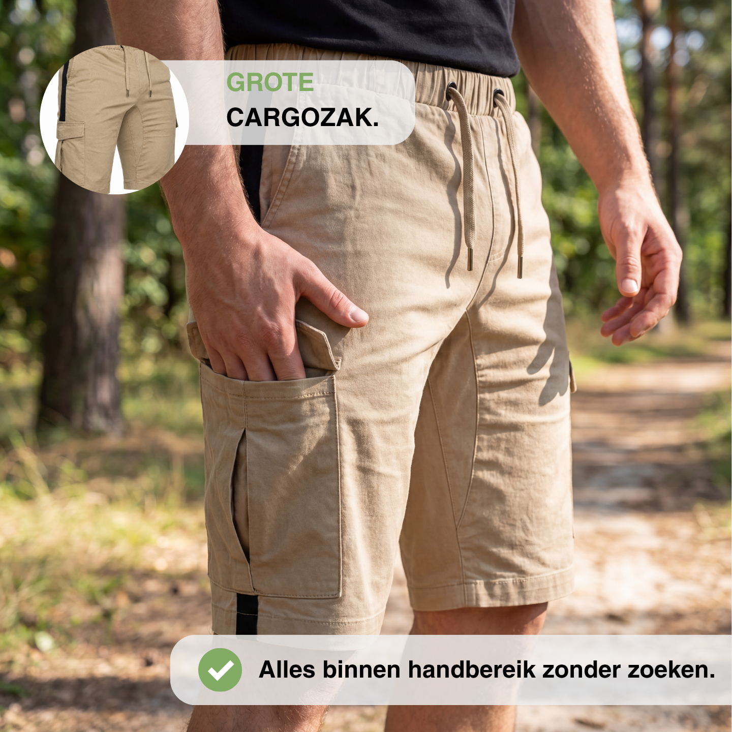 Heren Cargo Shorts Multi-Pocket - Contrast Streep Casual Outdoor - Elastische Taille