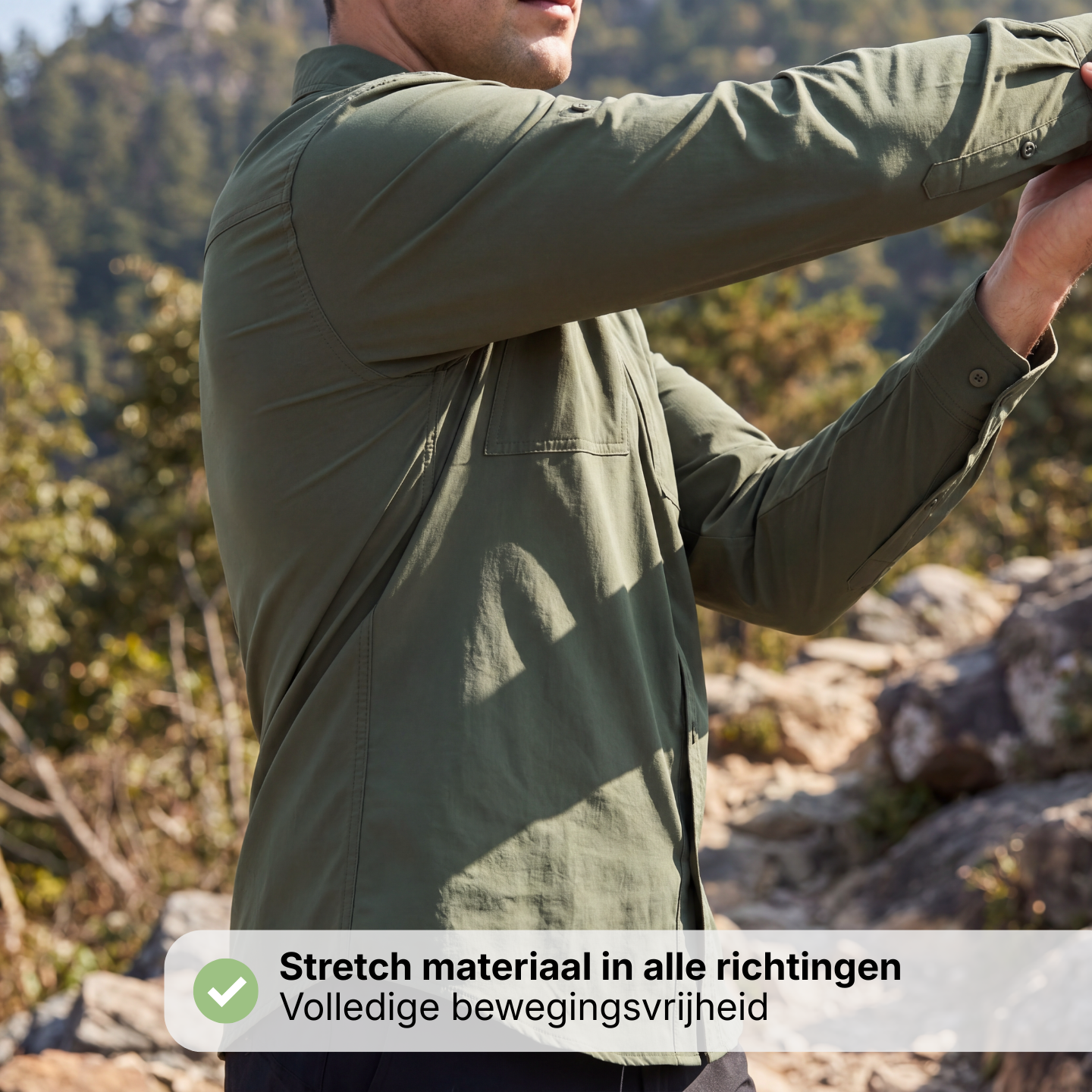Heren Outdoor Shirt - Ademend Sneldrogend - Lange Mouw Wandelen
