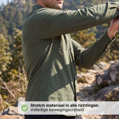 Heren Outdoor Shirt - Ademend Sneldrogend - Lange Mouw Wandelen