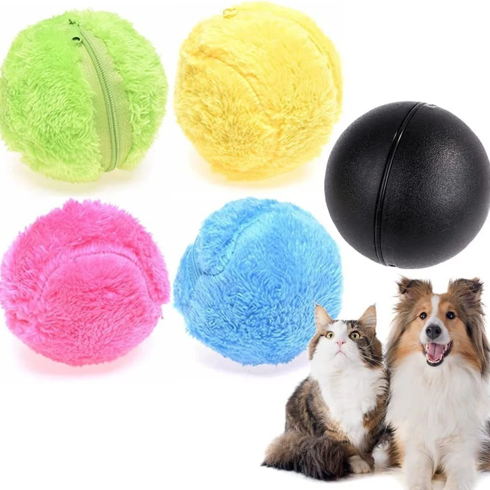 Interactive dog toy ball with motion sensors and washable cover for canine play and exercise