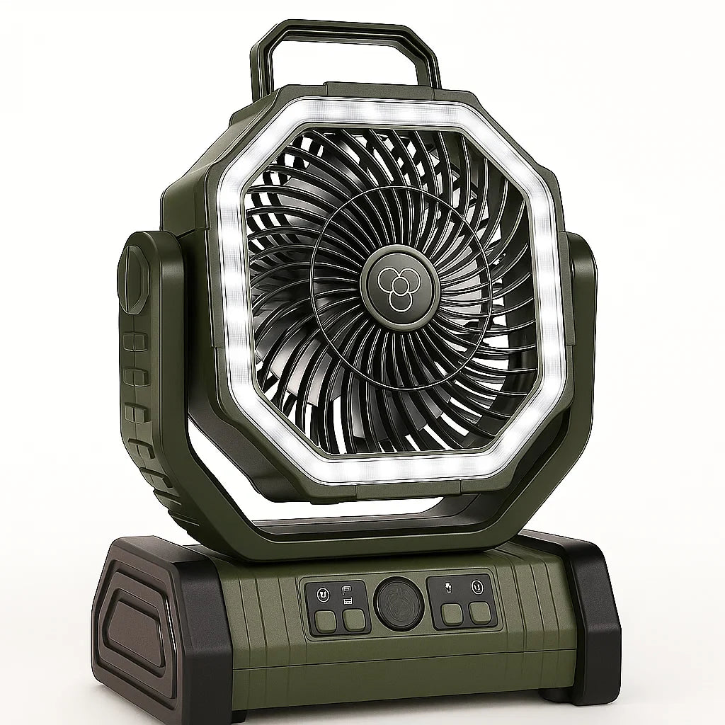Camping Ventilator - 3-in-1 - Ingebouwde Lamp - Draadloos