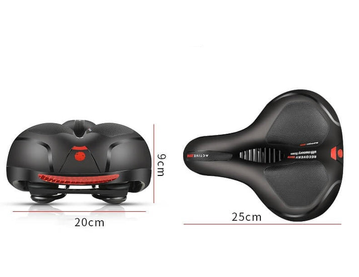 Comfortabel fietszadel met CloudComfort technologie, zacht en ademend, universele pasvorm, geschikt voor alle fietsmodellen.