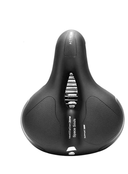 Comfortabel fietszadel met CloudComfort technologie, zacht en ademend, universele pasvorm, geschikt voor alle fietsmodellen.