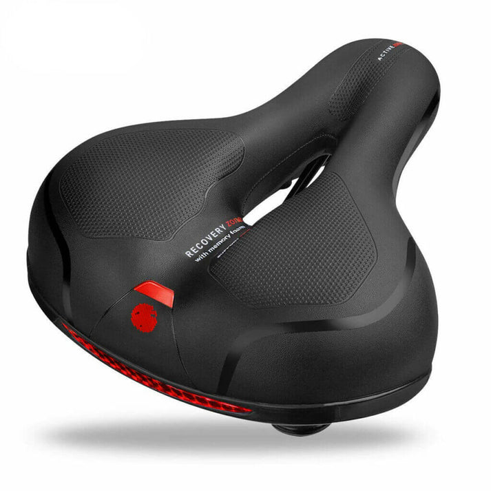 Comfortabel fietszadel met CloudComfort technologie, zacht en ademend, universele pasvorm, geschikt voor alle fietsmodellen.