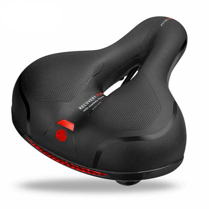 Comfortabel fietszadel met CloudComfort technologie, zacht en ademend, universele pasvorm, geschikt voor alle fietsmodellen.