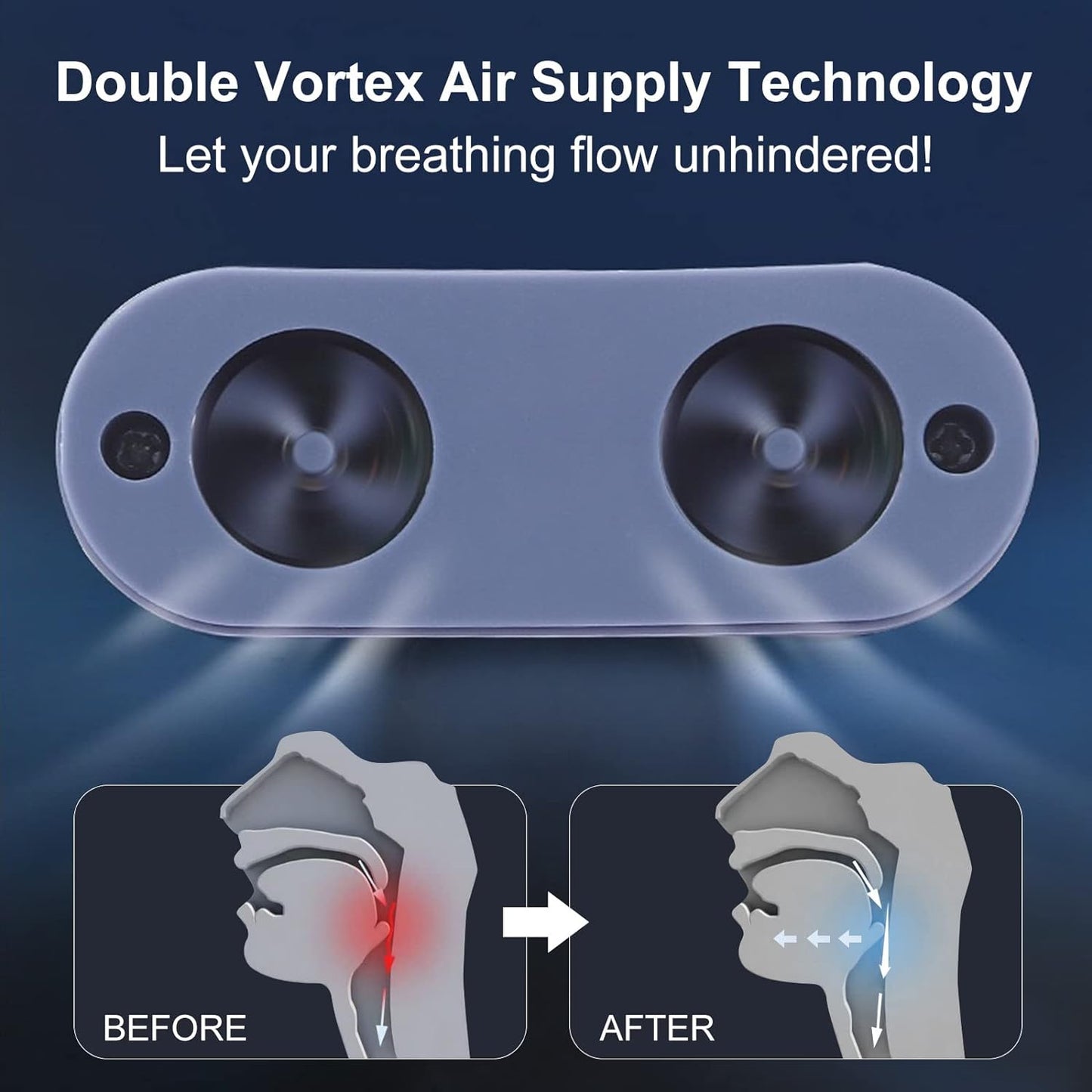 "Compact Micro CPAP-apparaat voor slaapapneu, blauw design, medisch siliconen, ideaal tegen snurken en voor onderweg."